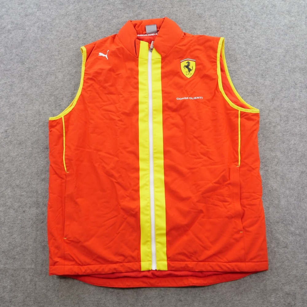 Puma Ferrari Vest Jacket Mens Extra Large Orange Zip Corse Clienti F1 Racing